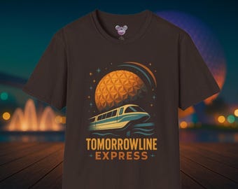 Tomorrowline Express | EPCOT 風モノレール T シャツ | ディズニーワールド風パークデイシャツ | レトロフューチャリズムグラフィック