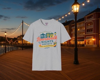 ディズニー ボードウォーク ナイツ ソサエティ Tシャツ | ヴィンテージ ネオン スタイル