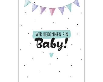 Postkarte "Wir bekommen ein Baby!" | Schwangerschaftskarte zur Baby Ankündigung | Vorfreude | Baby | Schwangerschaft | Werdende Eltern