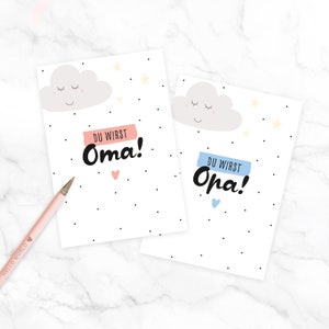 Du wirst Oma, Du wirst Opa Postkarten Set | Schwangerschaftskarten zur Baby Ankündigung | Vorfreude | Baby | Schwangerschaft | Großeltern