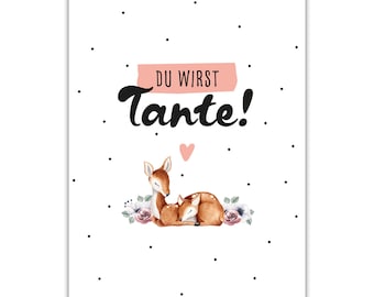 Postkarte "Du wirst Tante" | Schwangerschaftskarte zur Baby Ankündigung | Vorfreude | Baby | Schwangerschaft