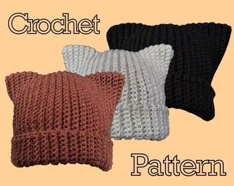 Patrón PDF de crochet - Gorro con orejas de gato