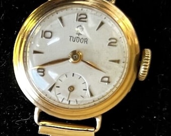 Vintage Rolex Tudor Ladies Watch 9ct gold Works Montal Band