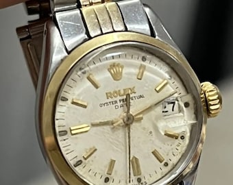 VINTAGE Rolex Water Resist. Self Winding Date 18K Gold & St. St. Ladies Watch