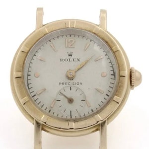 VINTAGE LADIES ROLEX Precision Ref 4327 18K Solid Gold 22MM Silver Dial Read