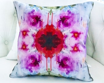 Hibiscus Martini Decor Pillow, Purple Accent Pillow, Pink Statement Pillow, Abstract Pillow Art,  Tropical Pillow, Decorative Pillow