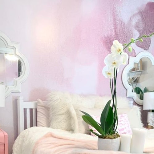Pink Mist Abstract Wall Mural Blush Wall Mural Nursery Etsy