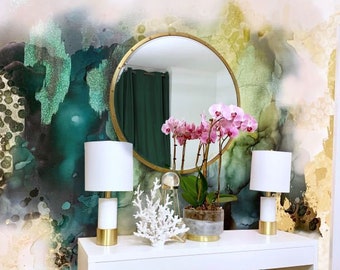 Emerald Storm Wallpaper Mural, Peel & Stick Wallpaper, Removable Wallpaper, Wall Mural, Self Adhesive Wallpaper, Emerald Wallpaper