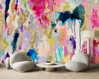 Zesty Wall Mural, Removable Wallpaper, Peel and Stick Wallpaper, Nursery Wall Mural, Wall Mural, Large Scale Abstract, Vivian Ferne