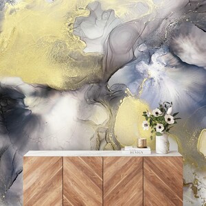 Nebula Wall Mural, Removable Wallpaper, Peel and Stick Wallpaper, Nursery Wall Mural, Wall Mural, Large Scale Abstract, Gold Wallpaper
