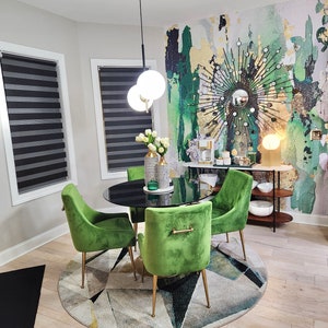 Lovebird Wallpaper Mural, Peel & Stick Wallpaper, Removable Wallpaper, Wall Mural, Self Adhesive Wallpaper, Emerald Wallpaper, Abstract Wall