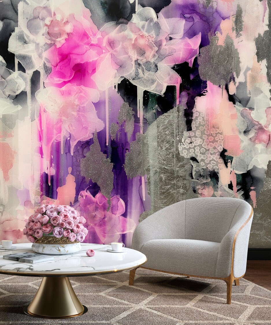 Peony Wall Mural, Removable Wall Mural, Peel and Stick Wallpaper ...