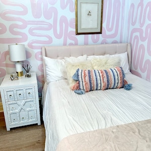 Pink Brushstroke Wallpaper Mural, Peel & Stick Wallpaper, Removable Wallpaper, Wall Mural, Self Adhesive Wallpaper, Pink Wallpaper