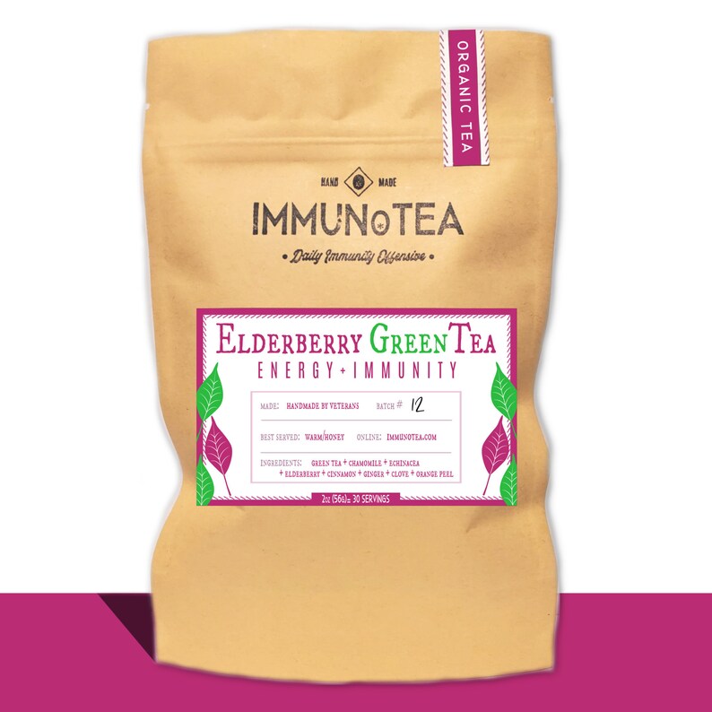 Organic Elderberry Green Tea daily Immunity Support Etsy