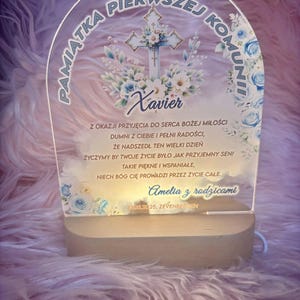 Lámpara LED de recuerdo de Comunión, impresión personalizada, deseos, souvenir
