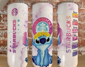 Stitch wrap tumbler design, Sublimation Designs Downloads, 20 oz Skinny Cartoon Sublimation Tumbler, Digital Download PNG, lilo and stitch