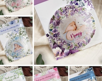 Baptism souvenir magnet with photo name and date