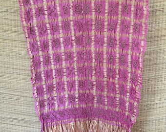 Bandhej Gaji Silk Pink Checks Dupatta, indian Wedding dupatta, Kutchi bandhej, Silk Long dupatta, Tie and Dye Dupatta, Gift for her