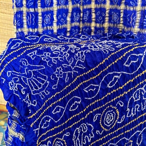 Bandhani saree. Indian Traditional Bandhej Gaji silk saree.Blue, Customized Dye available