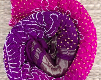 Pink - Navratri Special! Kutch Bandhani Tie-Dye Zari Checks Modal Silk Dupatta