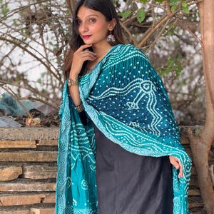 New Green Bandhani dupatta,summer,Indian wedding,ethnic style fashion, gift for her, bohemian, handmade, colorful wrap
