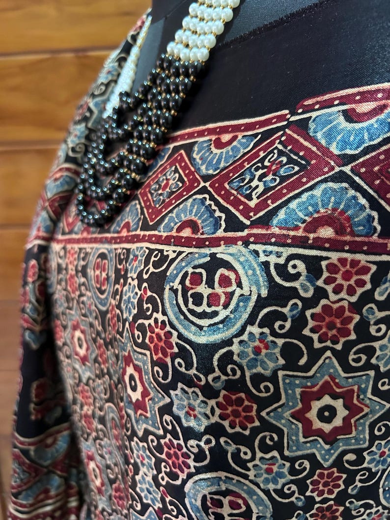 Ajrakh silk saree