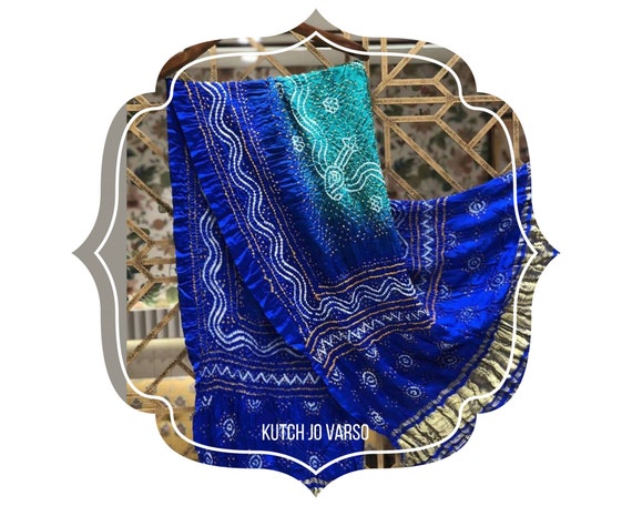 Blue Bandhani Silk Scarf from Rajasthan Blue Bandhani Silk Scarf from Rajasthan