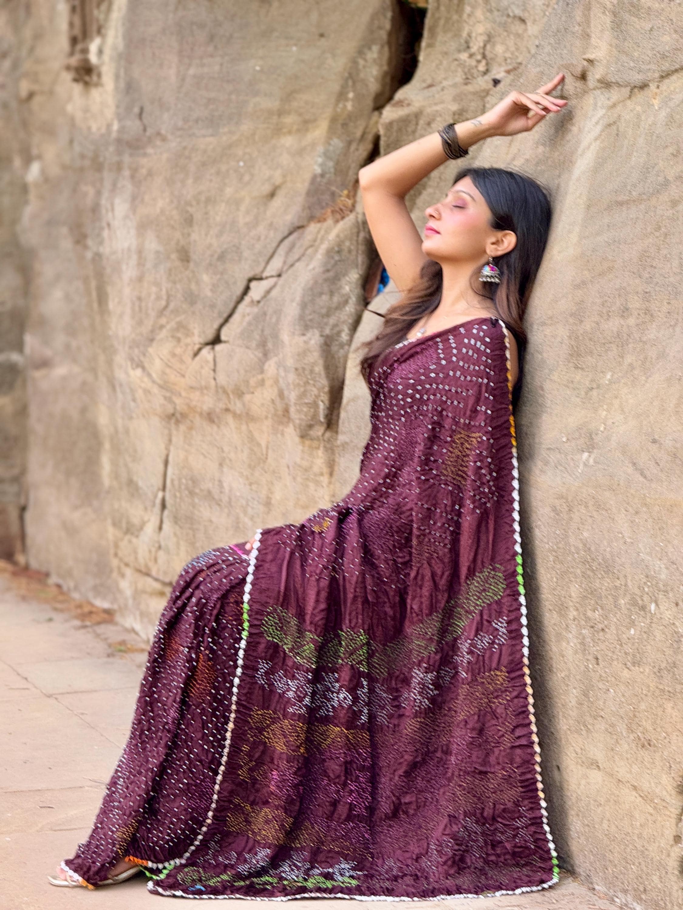chinese dress ladies Teal Georgette Bandhani Printed Gown with Belt Inddus.in