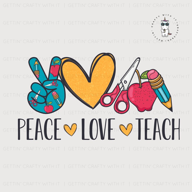 Peace Love Teach PNG Digital Download | Etsy