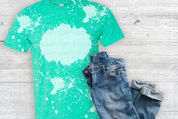 Gildan Softstyle Mockup Bleach Shirt Mockup Heather Seafoam Mockup