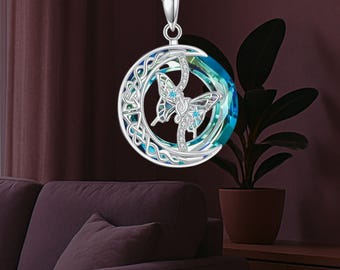 Celtic Butterfly Necklace 925 Sterling Silver Butterfly Celtic Knot Necklace For Women