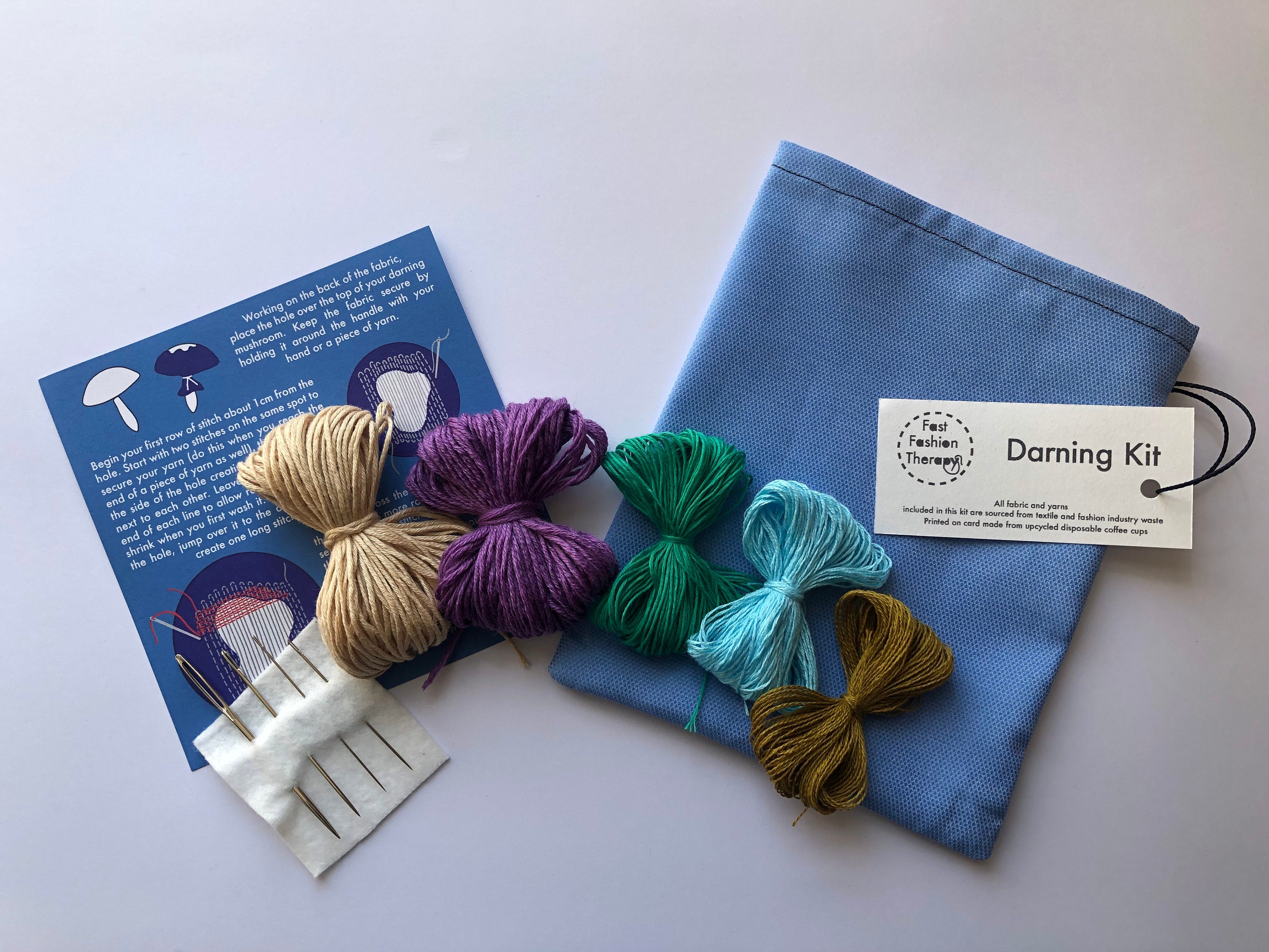 Darning Kit Knitwear Mending Kit Sustainable Cotton/wool Yarns