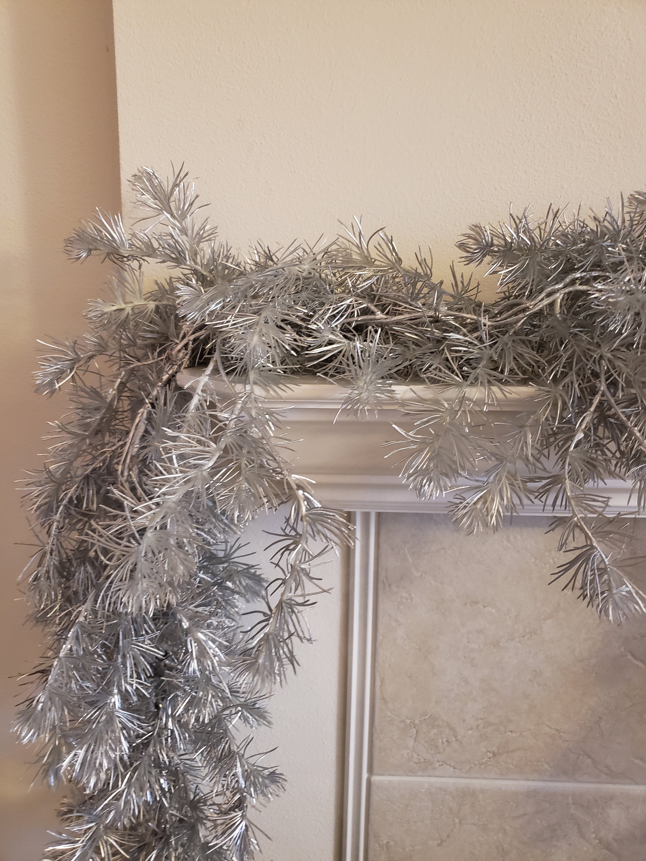 Showroom Sample Artificial Faux Metallic Silver Long Pine - Etsy