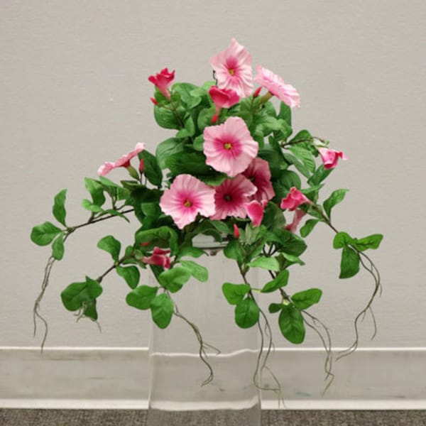 Showroom Sample Pink UV Coated Spring Summer Artificial Faux Flower Floral Garden Morning Glory 19.5"