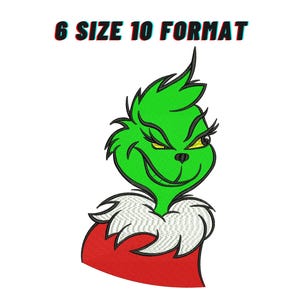 Grinch face embroidery designs, Cartoon machine embroidery files,Christmas digital embroidery D215