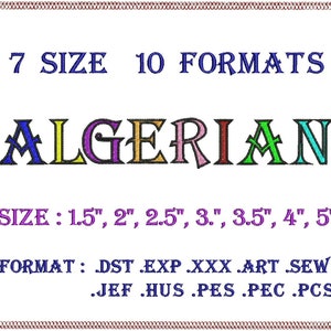 Algerian 2 color(Fill+Satin) Embroidery Fonts Machine Embroidery Designs Monogram Alphabet Letters Digital Font Download Instant Download