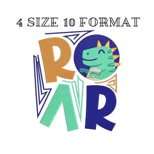 Cute dinosaur with roar embroidery designs,Cartoon machine embroidery files,animal digital embroidery,baby t shirt embroidery pattern