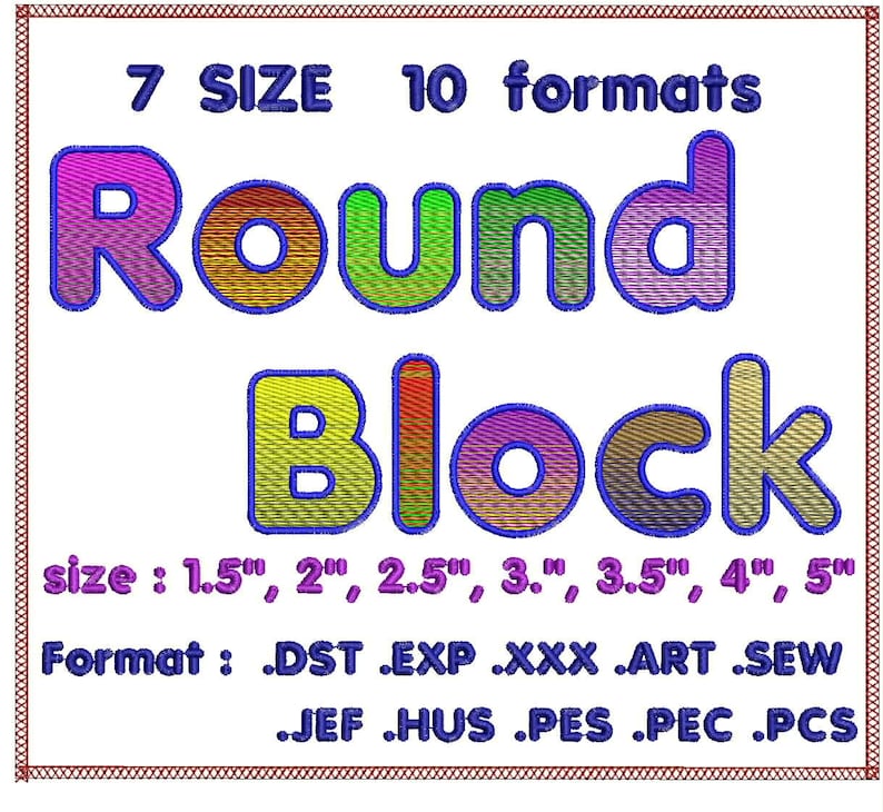 Fill+Satin Round Block 3 color Embroidery Fonts Machine Embroidery Designs Monogram Alphabet Letters Digital Font Download Instant Download