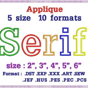 Serif Applique Font Embroidery Designs Machine Embroidery Designs Monogram Alphabet Letters Digital Font Download Instant Download
