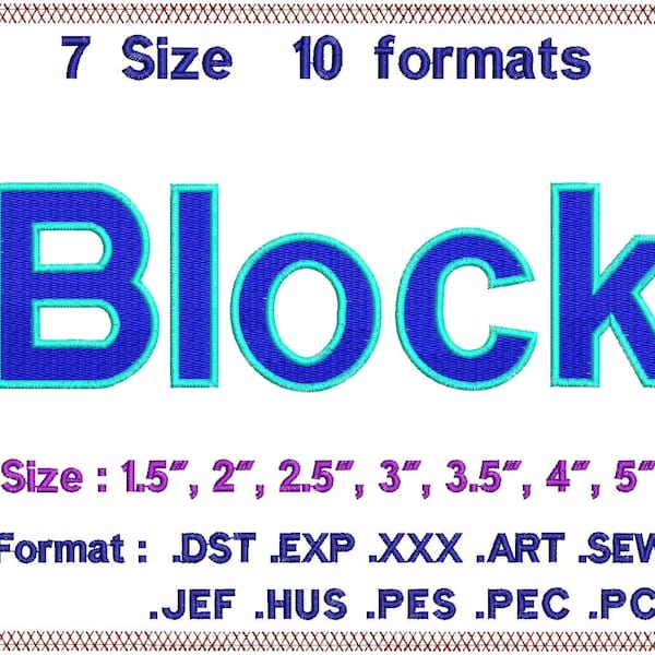 Block 2 color(Fill+Satin) Embroidery Fonts Machine Embroidery Designs Monogram Alphabet Letters Digital Font Download Instant Download