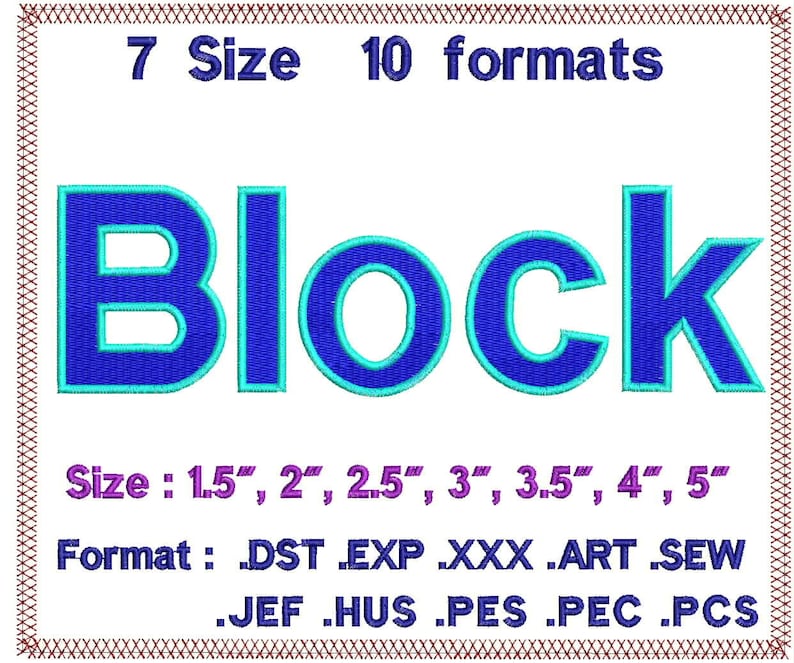 Block 2 Colorfillsatin Embroidery Fonts Machine Embroidery  Etsy
