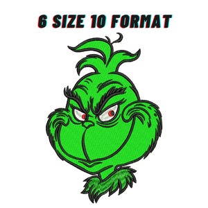 Grinch smile embroidery designs, Cartoon machine embroidery files,Christmas digital embroidery D199