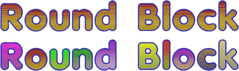 Fill+Satin Round Block 3 color Embroidery Fonts Machine Embroidery Designs Monogram Alphabet Letters Digital Font Download Instant Download