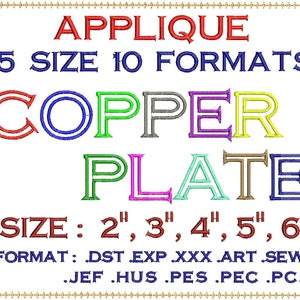 Copper plate Applique Font Embroidery Designs Machine Embroidery Designs Monogram Alphabet Letters Digital Font Download Instant Download
