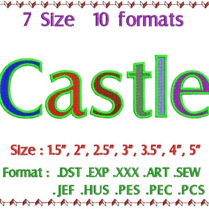 Castle 2 color(Fill+Satin) Embroidery Fonts Machine Embroidery Designs Monogram Alphabet Letters Digital Font Download Instant Download