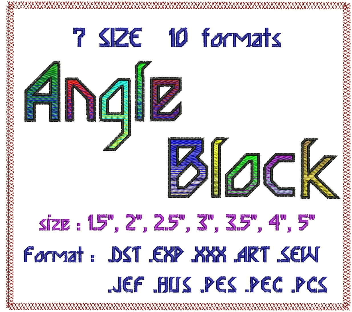 Angle Block 3 Colorfillsatin Embroidery Fonts Machine | Etsy