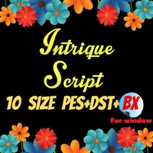 Intrique Script embroidery fonts,PES,DST,BX file,Script font,Calligraphy font,embroidery designs,machine embroidery fonts,machine embroidery