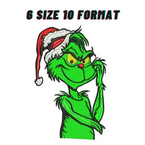 Grinch face embroidery designs, Cartoon machine embroidery files,Christmas digital embroidery D217