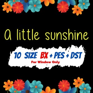 A little sunshine embroidery fonts,PES,BX file,Script font,Handwritten font,embroidery designs,machine embroidery,machine embroidery designs