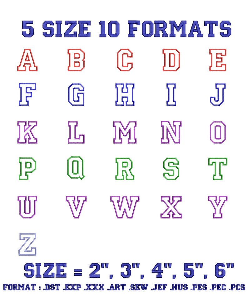 College Applique Font Embroidery Designs Machine Embroidery Etsy